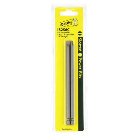 L.H. DOTTIE L.H. Dottie #2 x 6'' Slotted Power Bit (Carded) IB2S6C